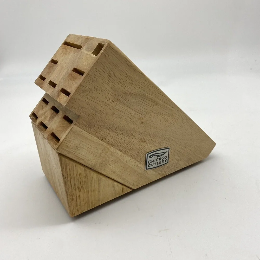 Vintage Chicago Cutlery Wooden Knife Block Replacement 13 Slot Angled Countertop